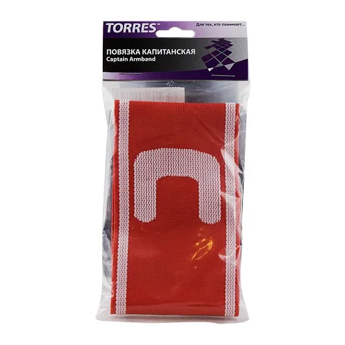 Капитанская повязка TORRES, SS11002-04, нейлон, безразмерная, красно-белый