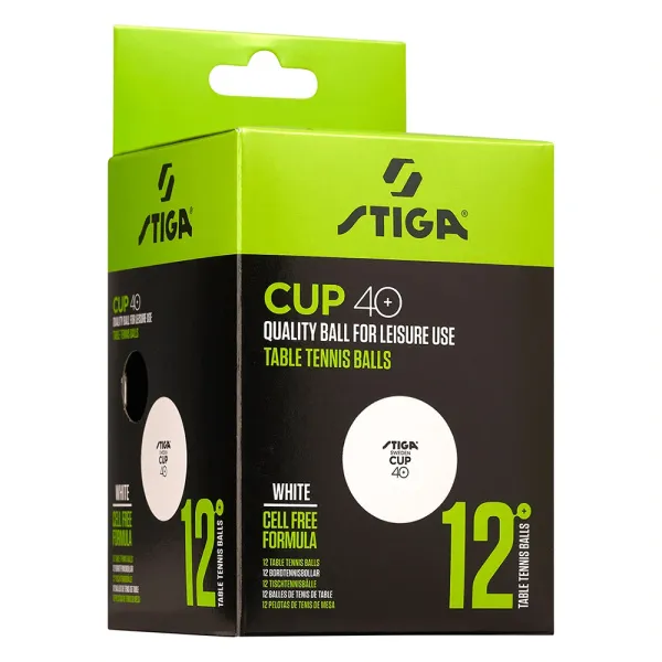 Мяч для наст. тенниса Stiga Cup ABS, 1110-2510-12, диам.40+мм, пластик, упак. 12 шт, белый за 1&nbsp;774.80 ₽ в Ставрополе