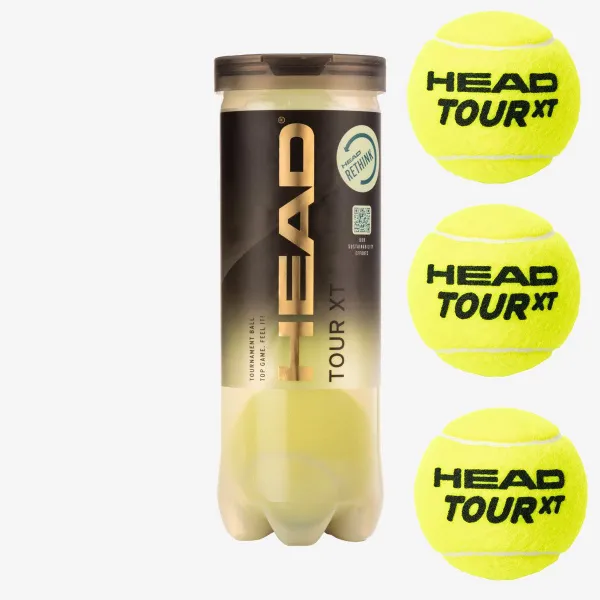 Мяч теннисный HEAD Tour XT 3B, 570823, уп.3 шт,одобр.ITF,сукно,нат.резина,желтый
