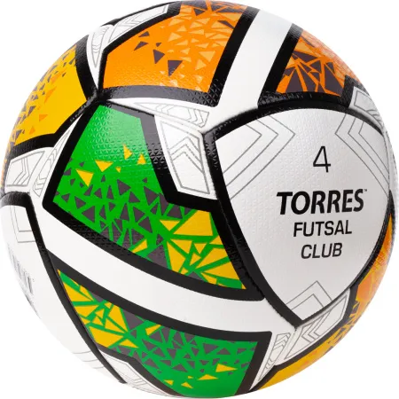Мяч футзал. TORRES Futsal Club, FS323764, р.4, 10 пан. ПУ, 4 под. сл, гибрид. сш. бело-зел-оранж за 2&nbsp;264.40 ₽ купить в Ставрополе